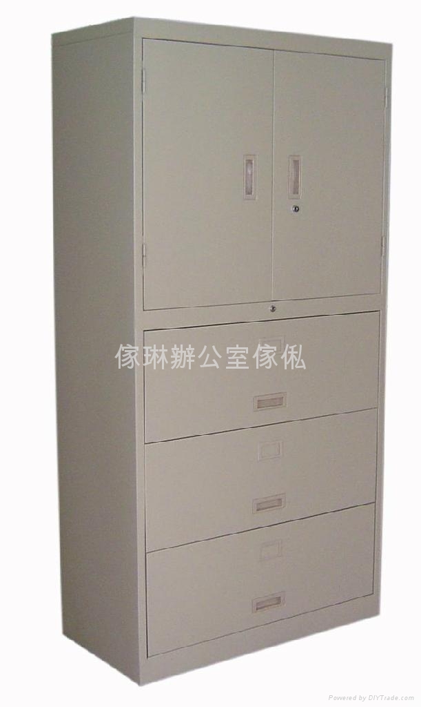 上掩门下横式三斗文件钢柜