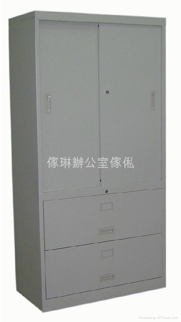 上掩门下横式三斗文件钢柜 2