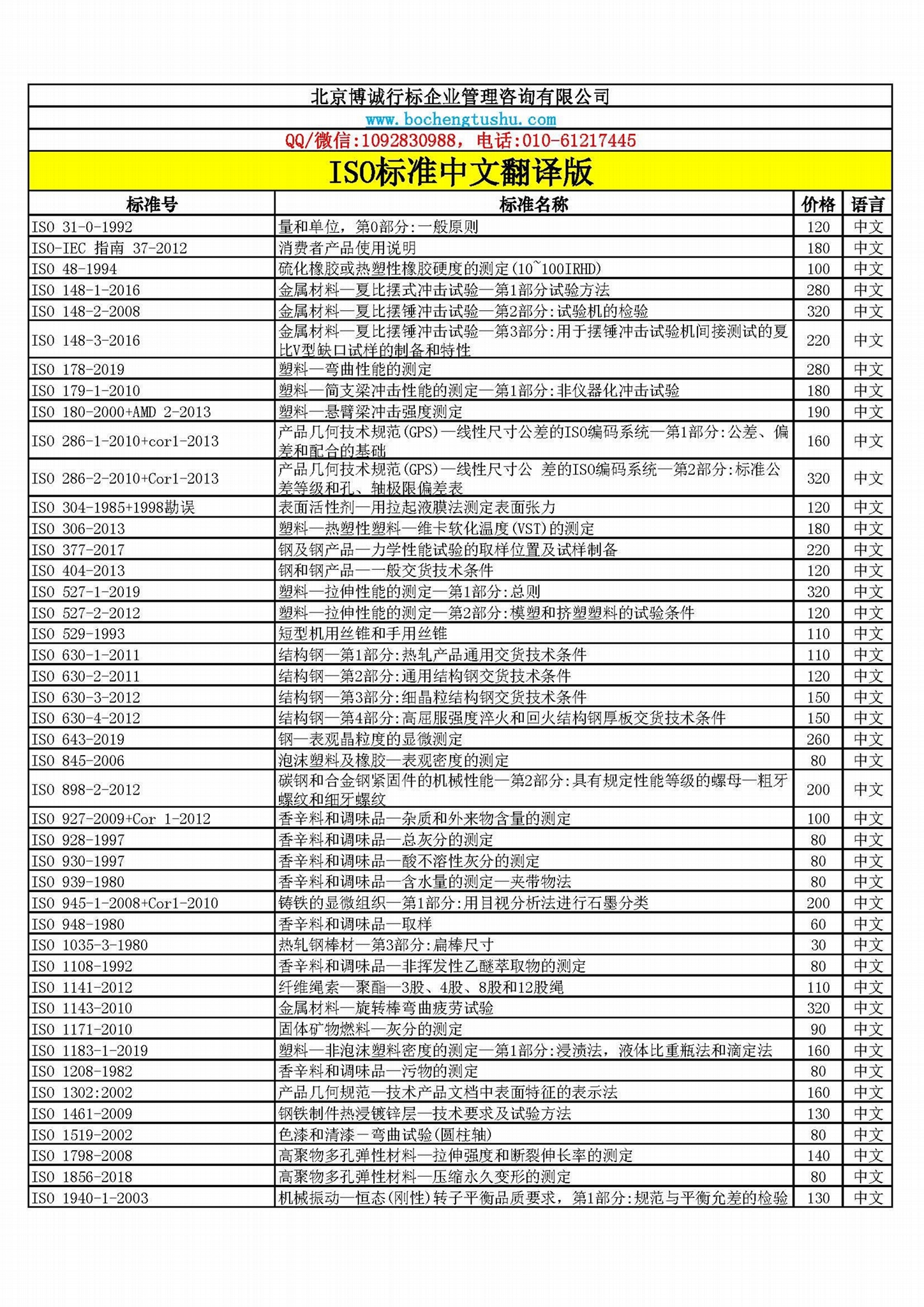 ISO标准中文版资料