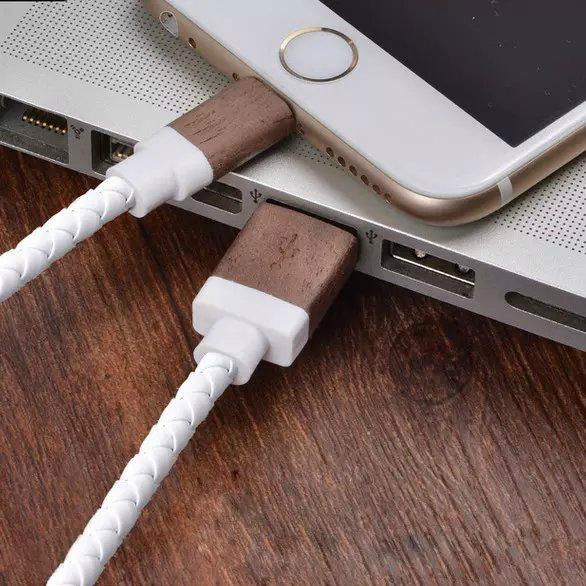 A+++ Top genuine leather cable with real wood bamboo dataline 5