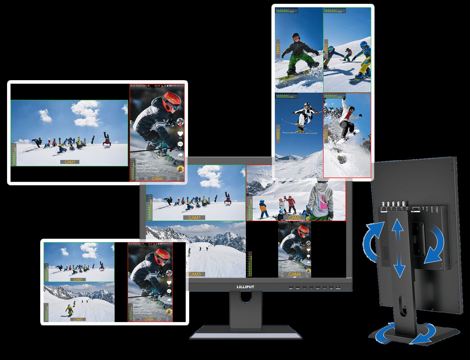 LILLIPUT 21.5” Live Stream Quad Split Multiview Monitor 4