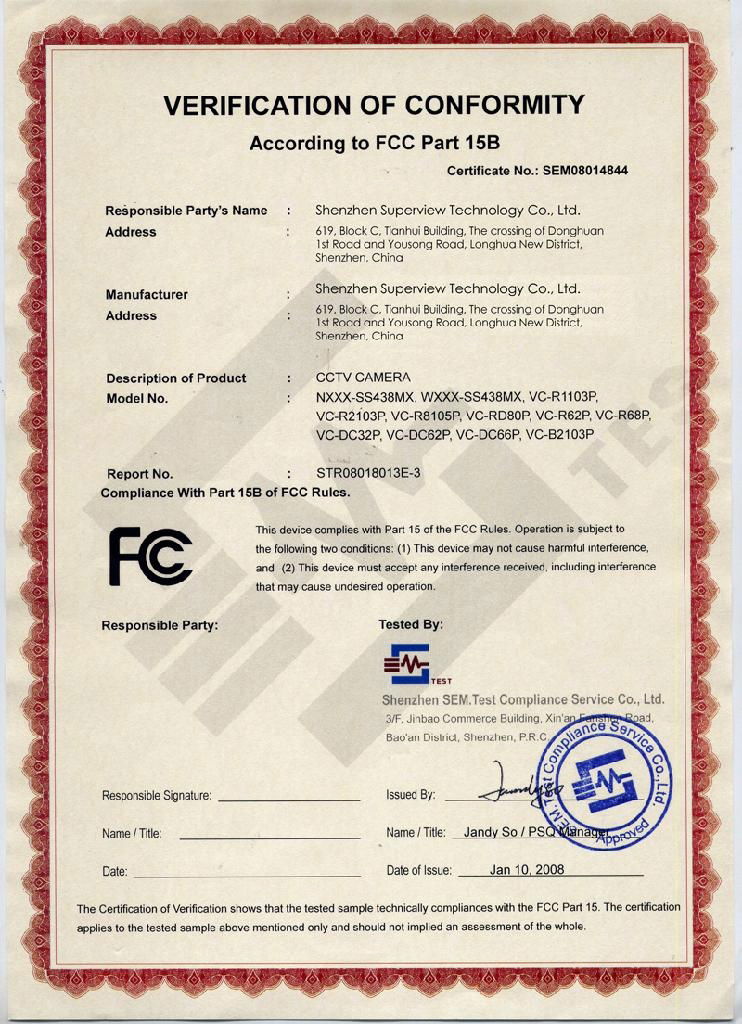 IR Bullet camera with FCC certificate 2