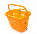 Supermarket Plastic Rolling Shopping Basket  4