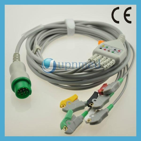 Spacelabs one-piece 90369 5 lead ECG cable with IEC standard 2