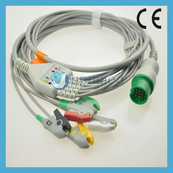 Spacelabs one-piece 90369 5 lead ECG cable with IEC standard 3