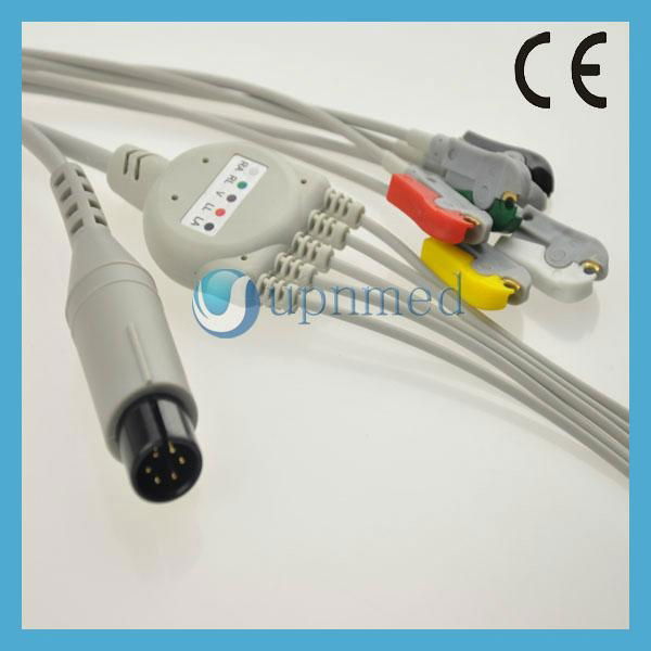 One piece 5-lead ECG Cable with leadwires