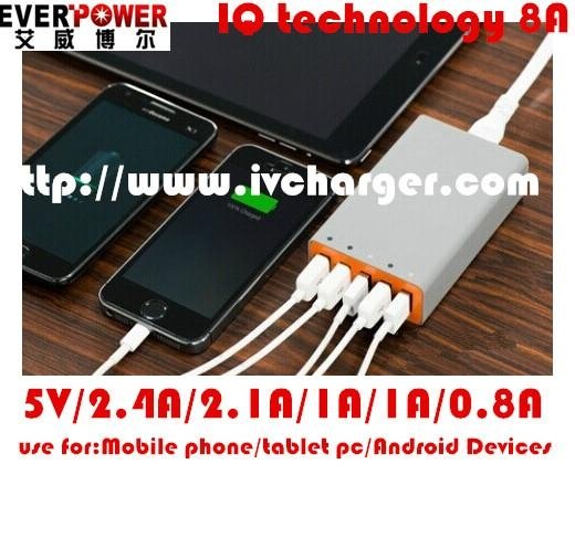 Everpower 5usb charger automatic adjust charging current according to the device