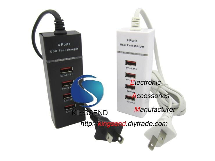 USA 4Ports USB Strip Power Adapter for Phone Tablet 5V2.4A 2