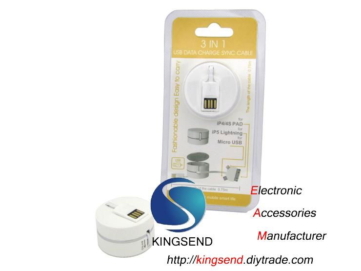 Universal 3in1 Stretch data charger sync cable Lightning DOCK MicroUSB for Phone