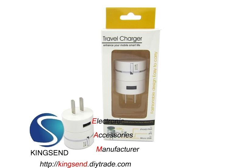 Universal 3in1 wall charger with usb port for IPhone Samsung 5V1.2A Lightning 