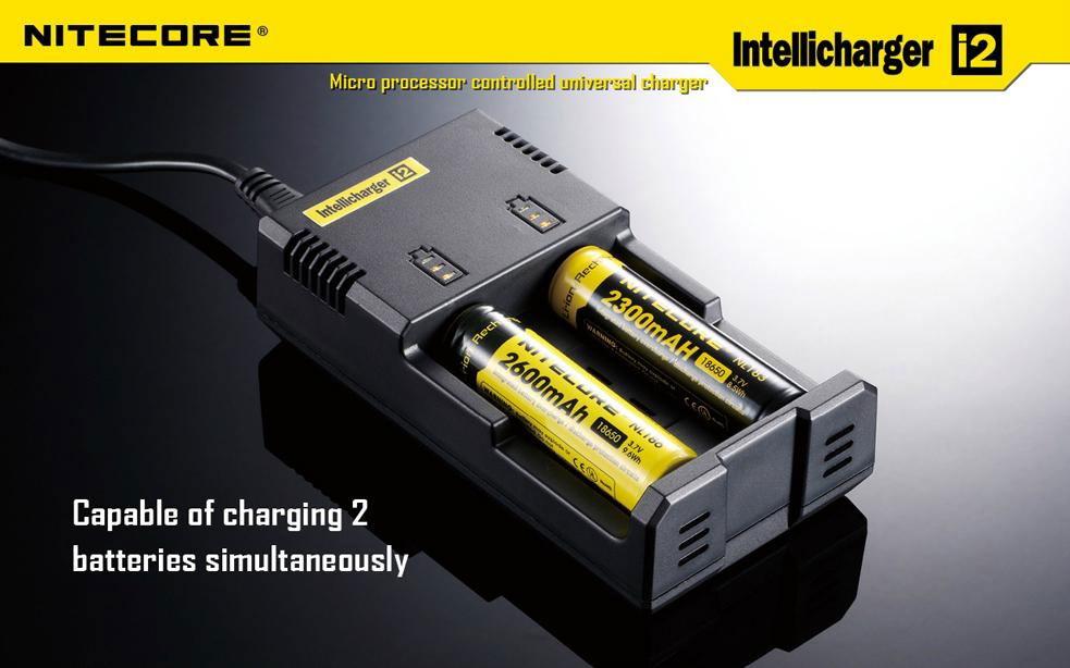 NiteCore IntelliCharger i2 Charger - for charging 18650, 16340(RCR123), 14500, e