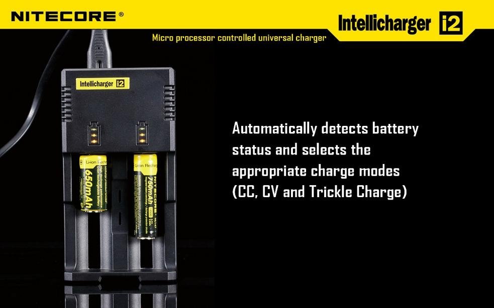 NiteCore IntelliCharger i2 Charger - for charging 18650, 16340(RCR123), 14500, e 2