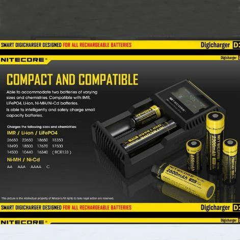 Nitecore D2 LCD universal charger IMR Lifepo4 NiMhNiCd AA AAA battery