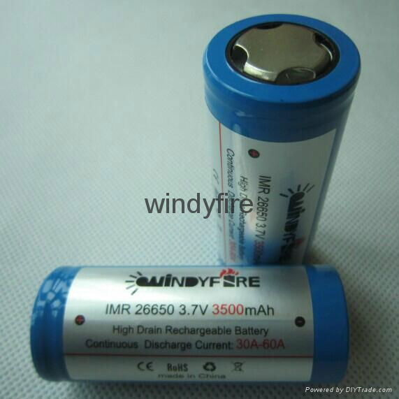WindyFire IMR 26650 3500mah 3.7v 30A discharge rechargeable battery  2