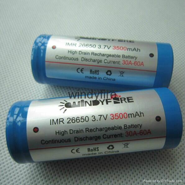 WindyFire IMR 26650 3500mah 3.7v 30A discharge rechargeable battery  3