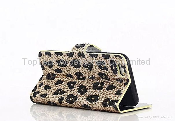 iPhone 6s/6s plus LEOPARD diamond bling case ,iPhone 6s/6s plus flip card case 4