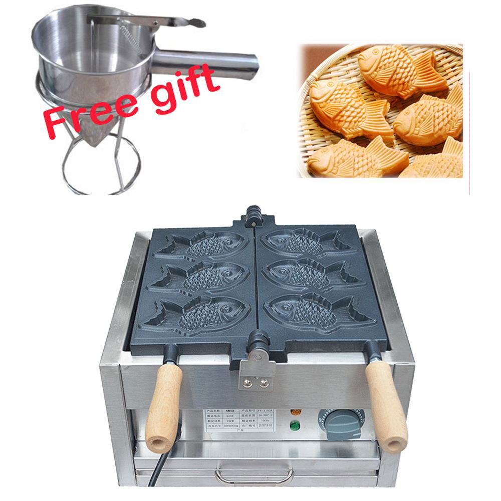 Electric 220v/110v 3 pcs Fish waffle maker Japanese style Taiyaki 4