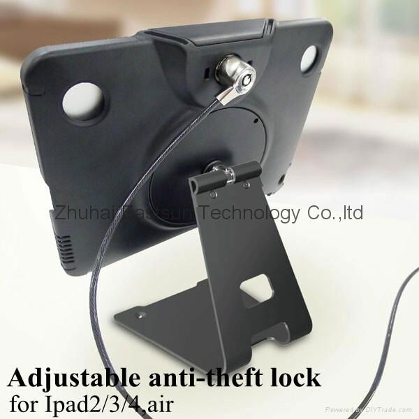 360 degree rotating display Holder with cable lock for tablet pc pad 1/2/3/4/air