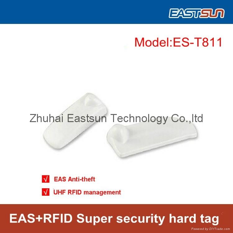 RFID EAS combined anti-theft reusable tag for clothing store asset mamagement