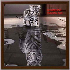 cat tiger 5d diamond painting kits bead