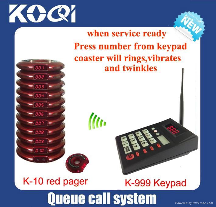 customers pager vibrating Wireless system coaster call (1 keypad 10 pagers)
