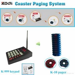 Wireless Coaster Pagers for food court service with one keypad and 10 receivers