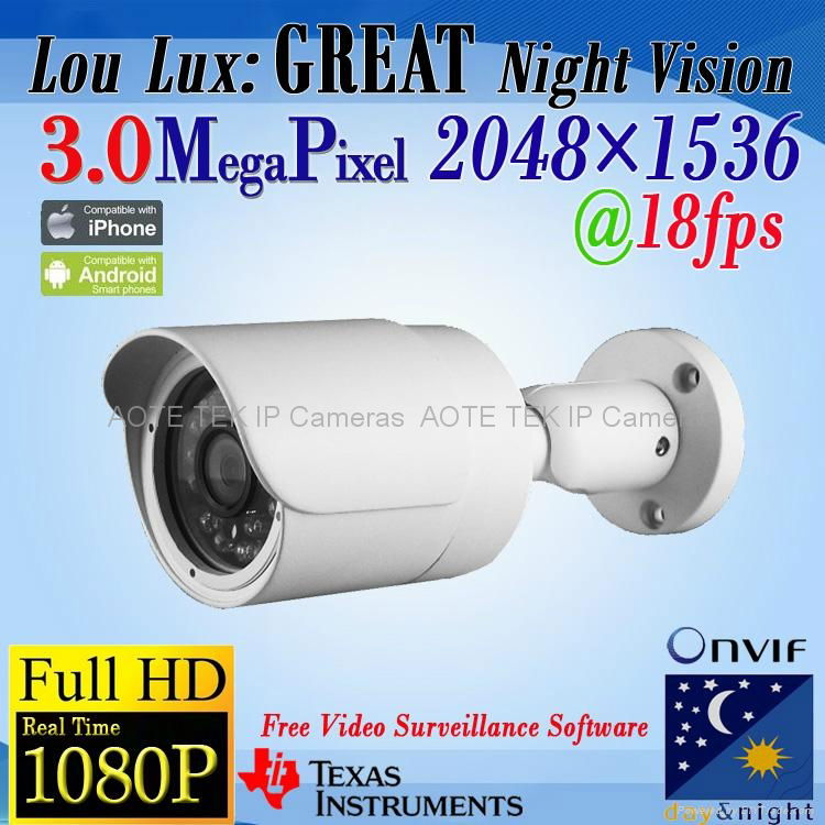 AOTE W3200sL-B Low Lux 1080P Mini 3.0 MP IP Camera 