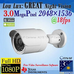 AOTE W3200sL-B Low Lux 1080P Mini 3.0 MP IP Camera 