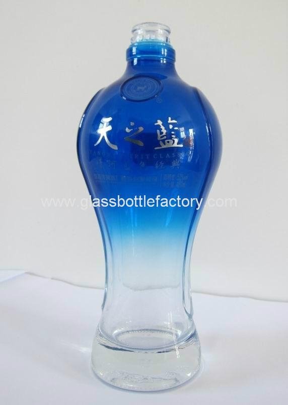Blue Liquor Glass Bottle 3