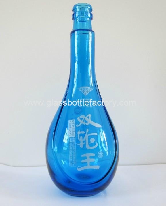 Blue Liquor Glass Bottle 4