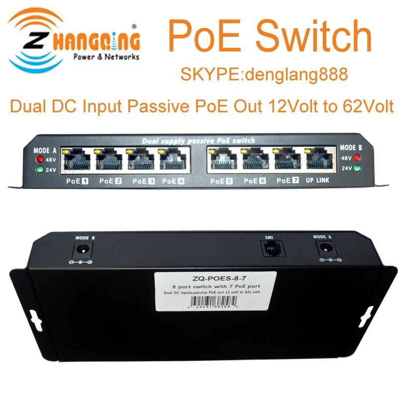 24v 48v Power Passive Unmanaged 8 Port PoE Switch