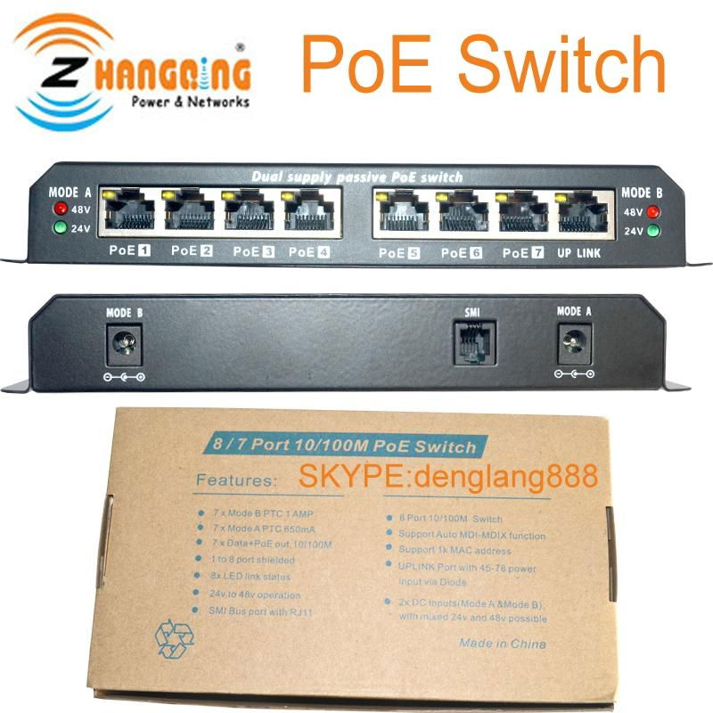 24v 48v Power Passive Unmanaged 8 Port PoE Switch 2