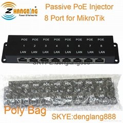 24v 48v 56v 8 port passive  POE injector panel