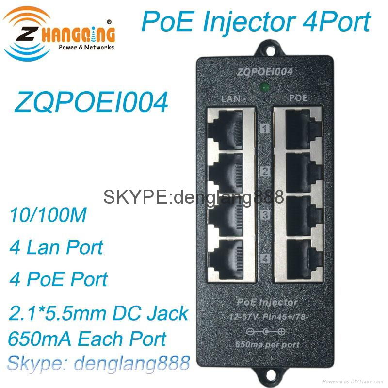 4 port passive power over ethernet poe injector