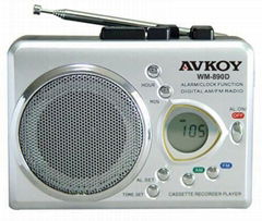 AM/FM Digital Radio cassette recorder with Auto reverse