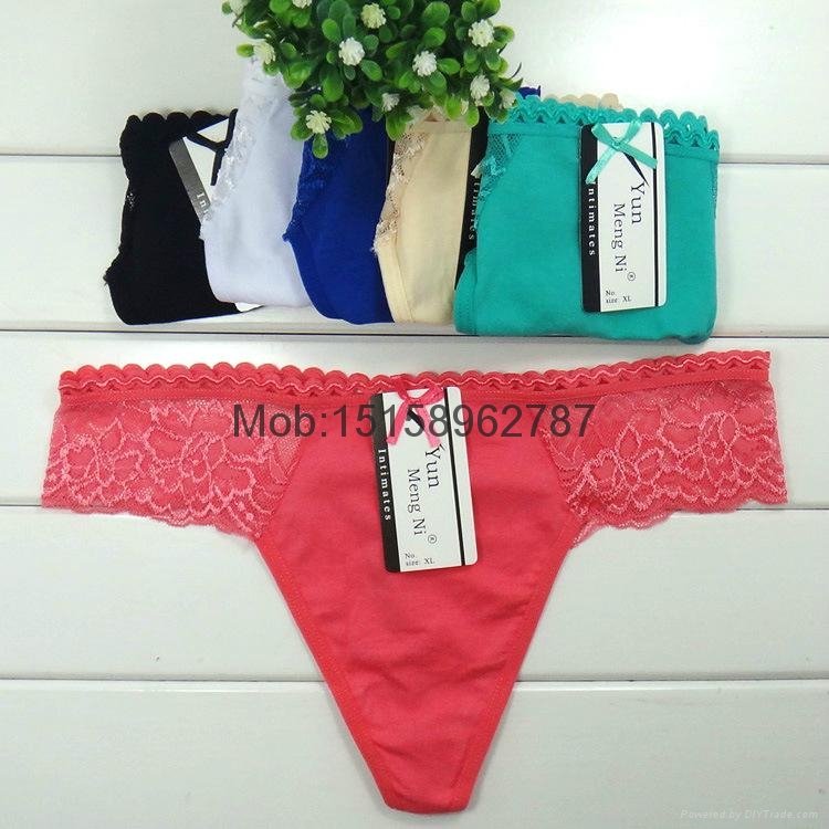  2015 new Laced cotton lady thong hot g-string sexy Underpants girl t-back pants 5