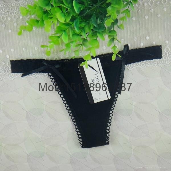 Plain cotton thong100% cotton g-string sexy lady panties women underwear t-back 4