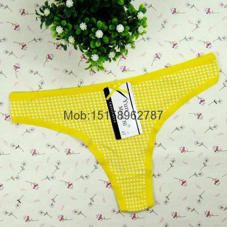 checked g-string Lady cotton thong panties women sexy t-back underpants T-back  4