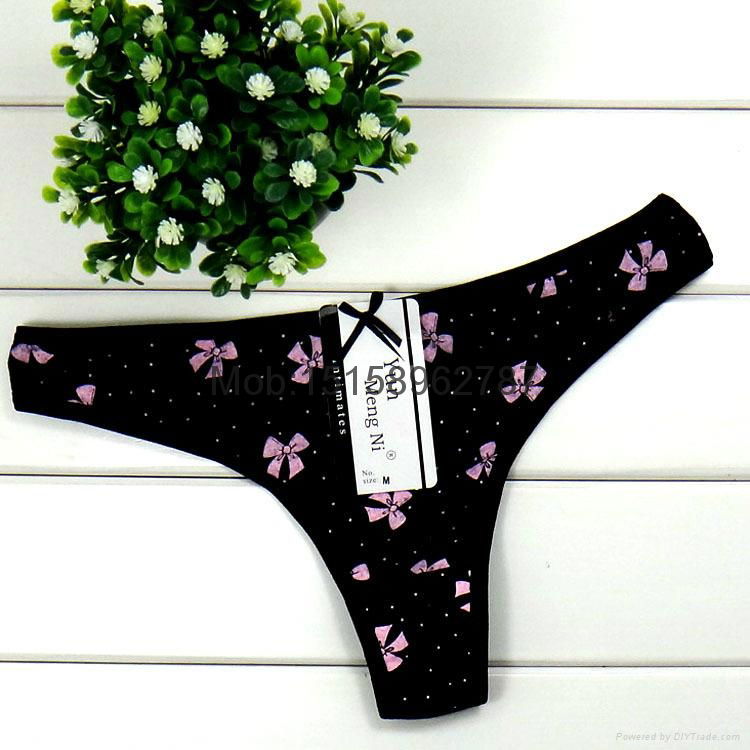 floral g-string Lady cotton thong women sexy t-back underpants stretch panties 5