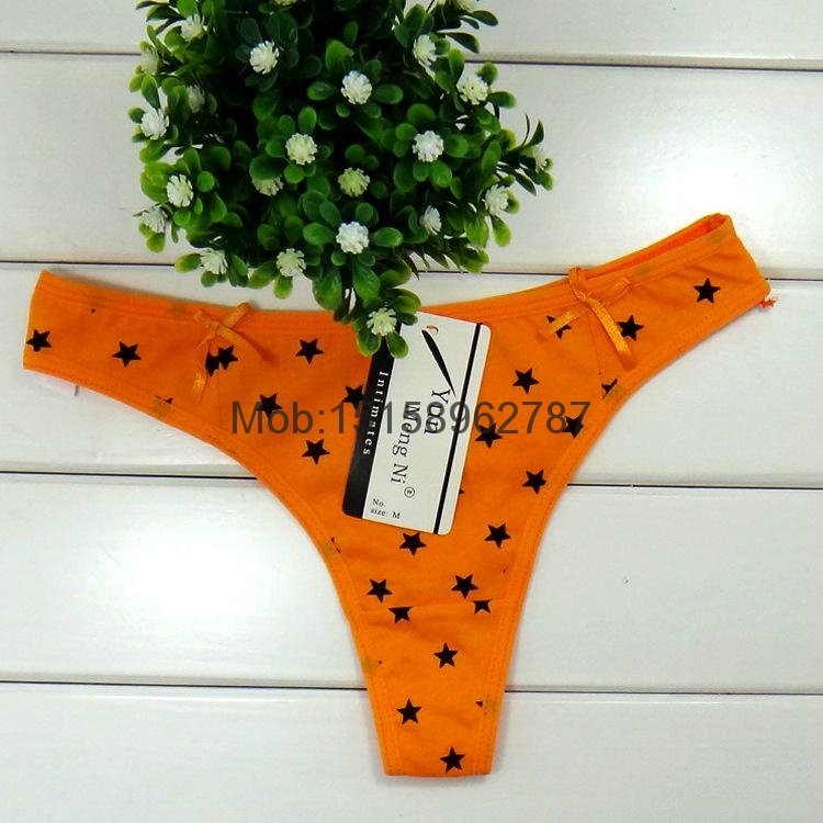 Cute little thong star print cotton g-string sexy Underpants lady pantiesT-back 3