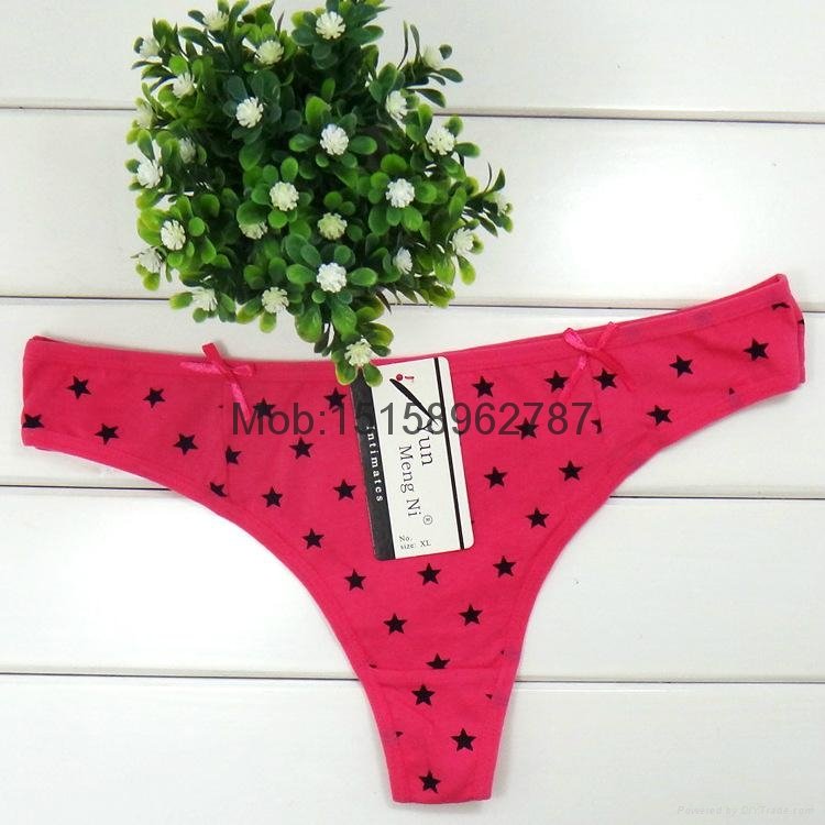 Cute little thong star print cotton g-string sexy Underpants lady pantiesT-back 5