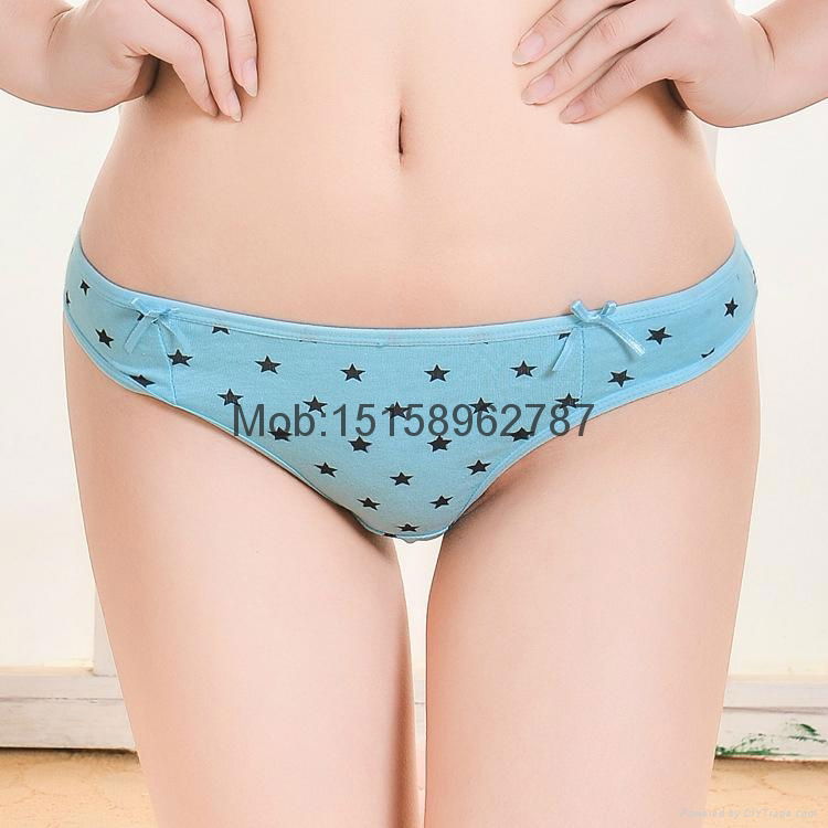 Cute little thong star print cotton g-string sexy Underpants lady pantiesT-back