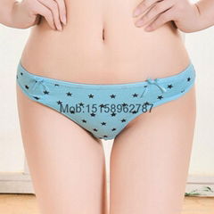 Cute little thong star print cotton g-string sexy Underpants lady pantiesT-back