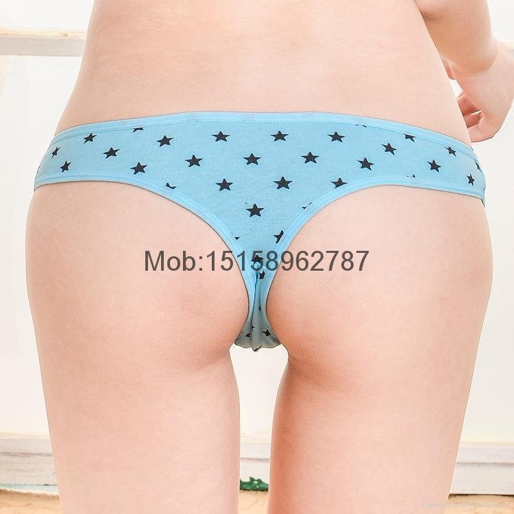 Cute little thong star print cotton g-string sexy Underpants lady pantiesT-back 2