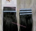 Black Double side tape remy real human hair extensions