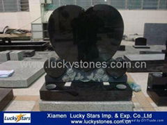 European Style Black Granite Heart Tombstone