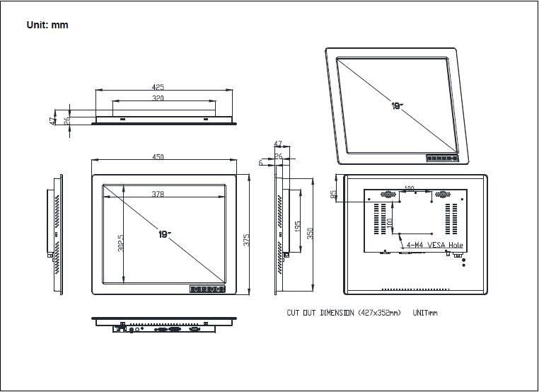 touch screen 8~19 inch  LCD industrial monitor  3