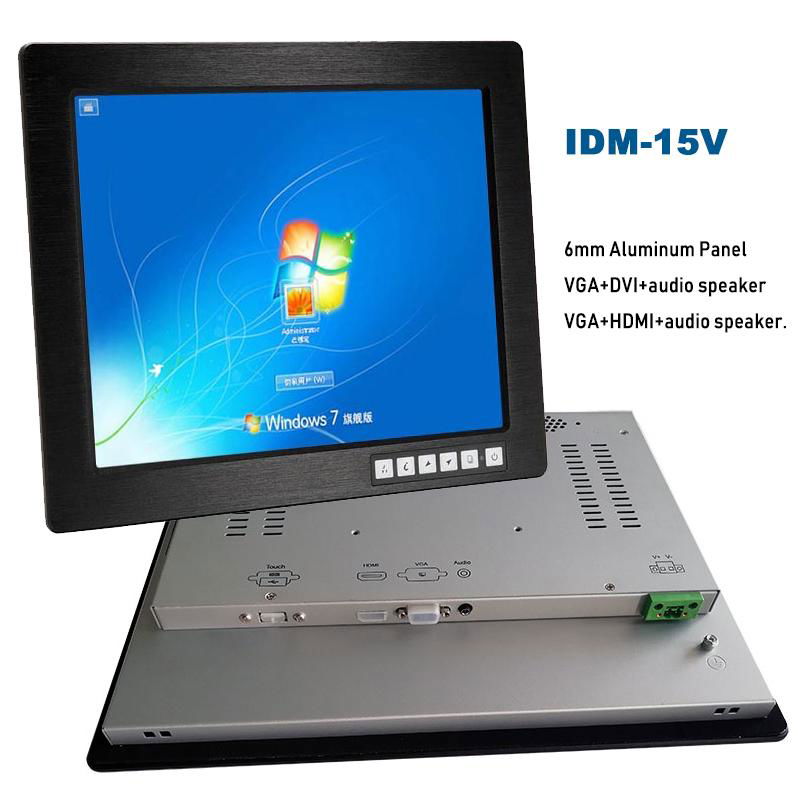 15 inch LCD Industrial monitor with touch screen VGA DVI HDMI 2