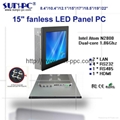 15 inch Fanless Industrial Panel PC,all in one pc  N2800 processor 1