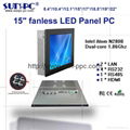 15 inch Fanless Industrial Panel PC,all in one pc  N2800 processor